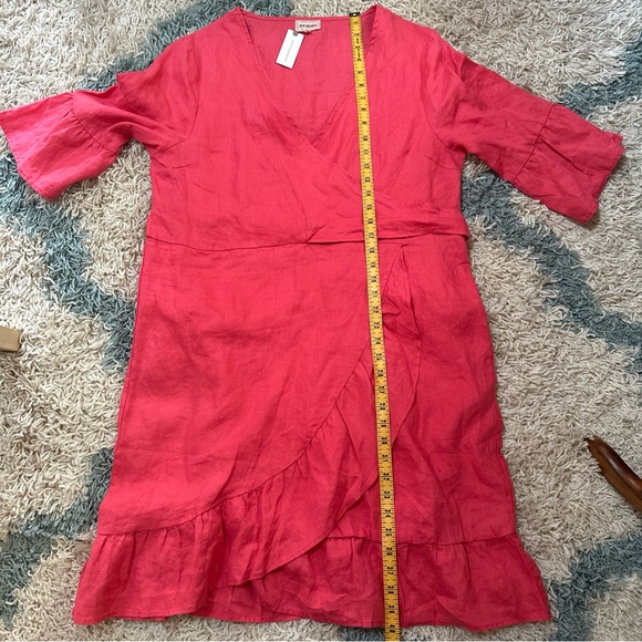 NWT Anthropologie 4our Dreamers Women's Pink Linen  Wrap Dress Size Large - Picture 11 of 11